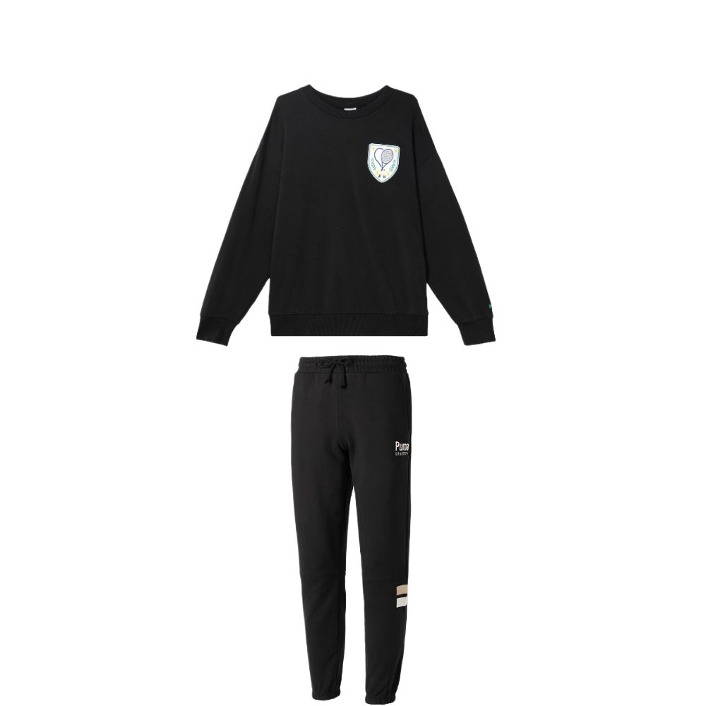 

Puma Пуловер с круглым вырезом, с длинными рукавами, спортивный, для улицы, с манжетами, комплект толстовки и брюк, мужской, комплекты 625802-01+626142-01 2XL