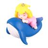 Floating Fish Tank Decoration Small Cute Plastic Cartoon Aquarium Ornament for Freshwater Seawater Whale Riding Girl