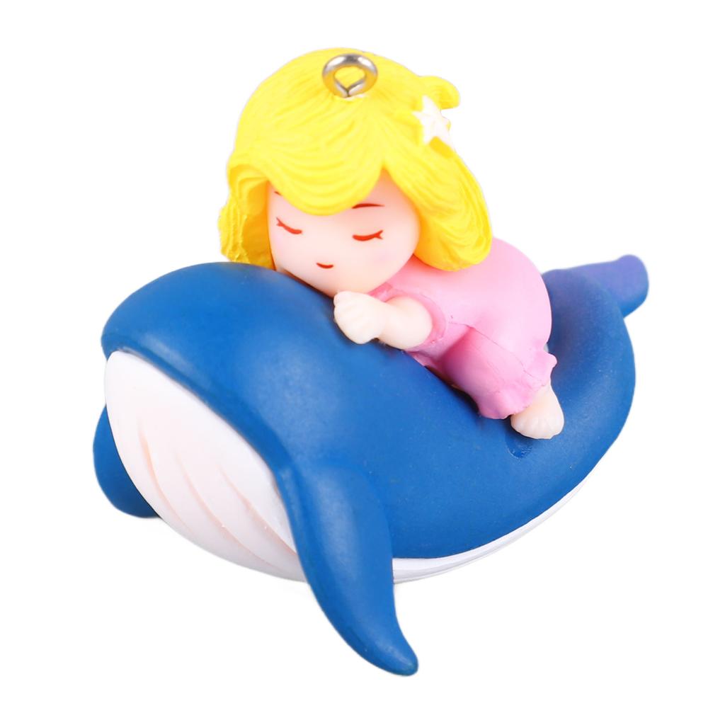 Floating Fish Tank Decoration Small Cute Plastic Cartoon Aquarium Ornament for Freshwater Seawater Whale Riding Girl