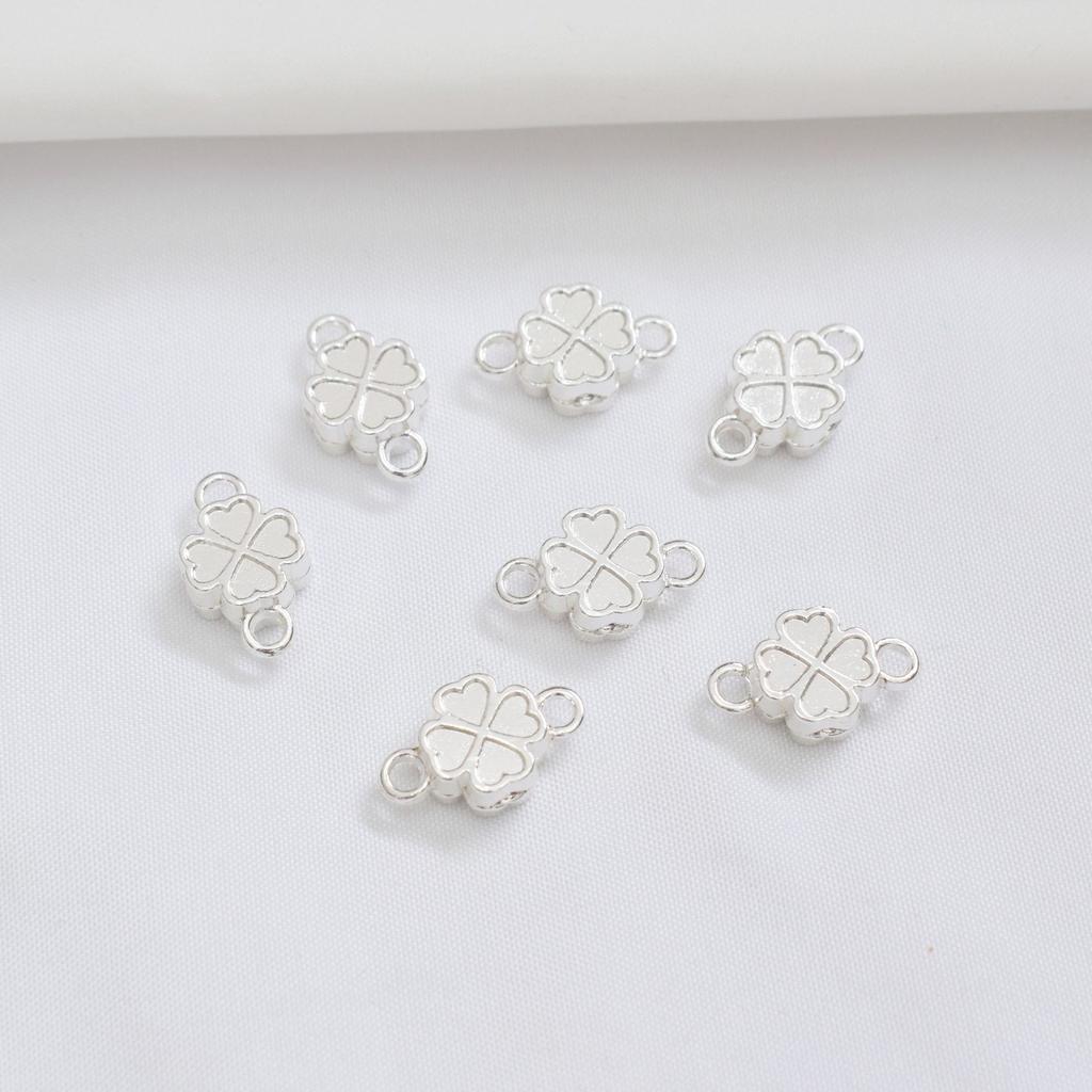 10pcs Color Retention 14K Gold Four-Leaf Clover Magnet Buckle, Lucky Jewelry Buckle, Accessories Diy Handmade Beaded Material, Finishing Button Head