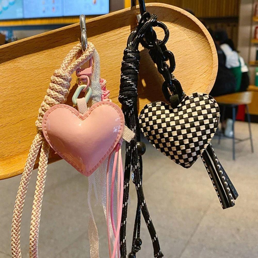 Leather Light Luxury Pendant INS-style Exquisite Girls' Bag Accessory Leather Key Chain  Women Men