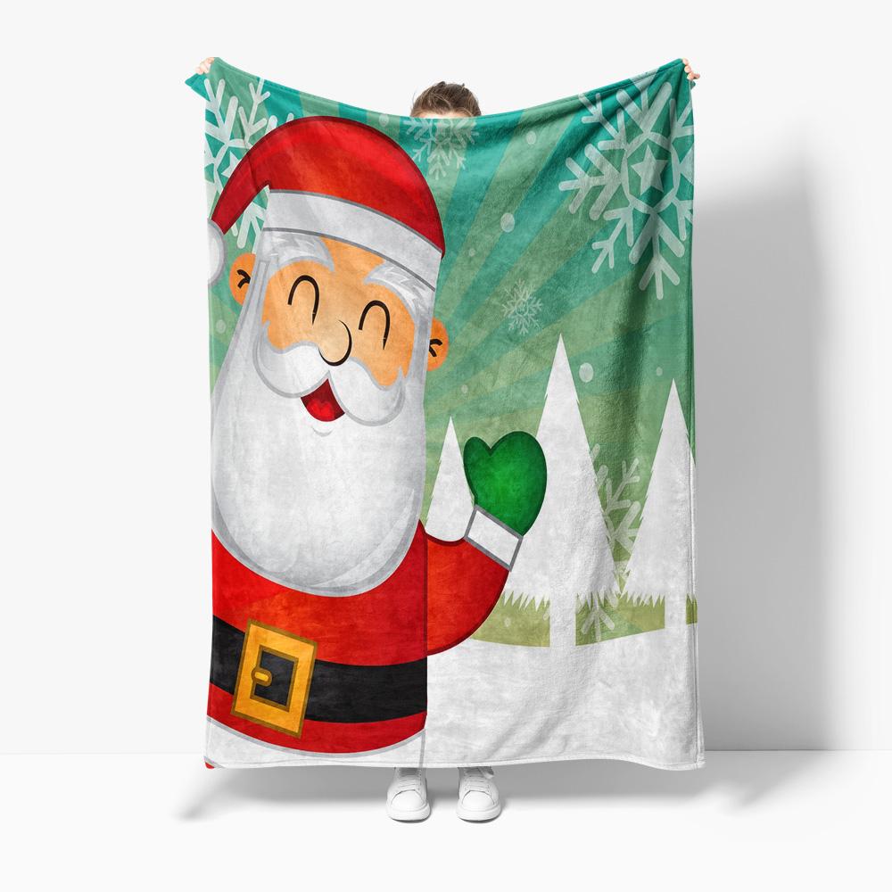Santa Claus Throw Blanket Christmas Flannel Fleece Blanket Cozy Warm Holiday Gift Home Decor Festive Reindeer Winter Decor