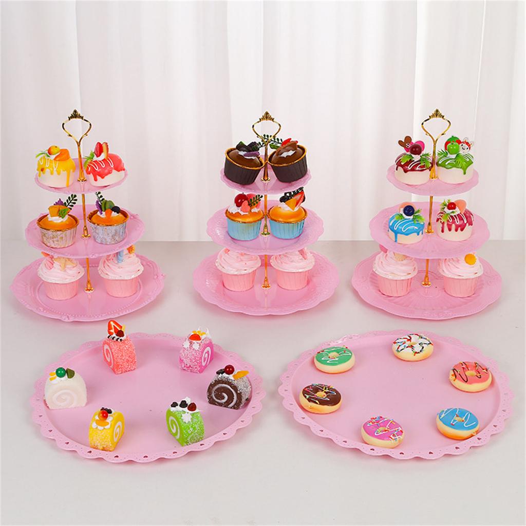 Metal Rod Fruit Plate Dessert Stand with Multiple Layers Detachable Afternoon Tea Stands 3 Tiers Cake Display Racks