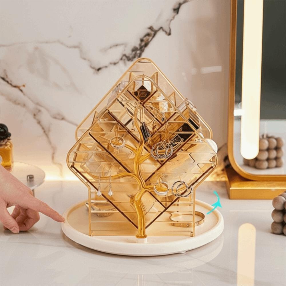 Großes Fassungsvermögen 360° drehbarer Make-up-Organizer unterteilt rutschfestes Make-up-Aufbewahrungsregal Kunststoff platzsparend Lippenstifthalter Schlafzimmer