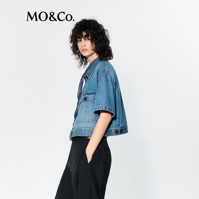 MO&Co. Women's Denim Short-Sleeve Jacket