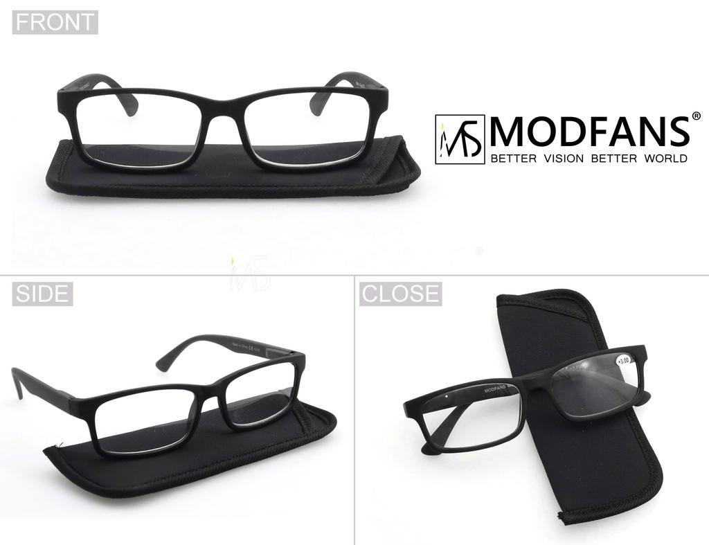 MODFANS Reading Glasses Men Eyeglasses read Classic Square Frame Spring HInge Lightweight Comfortable Wear Readers Women Eyewear