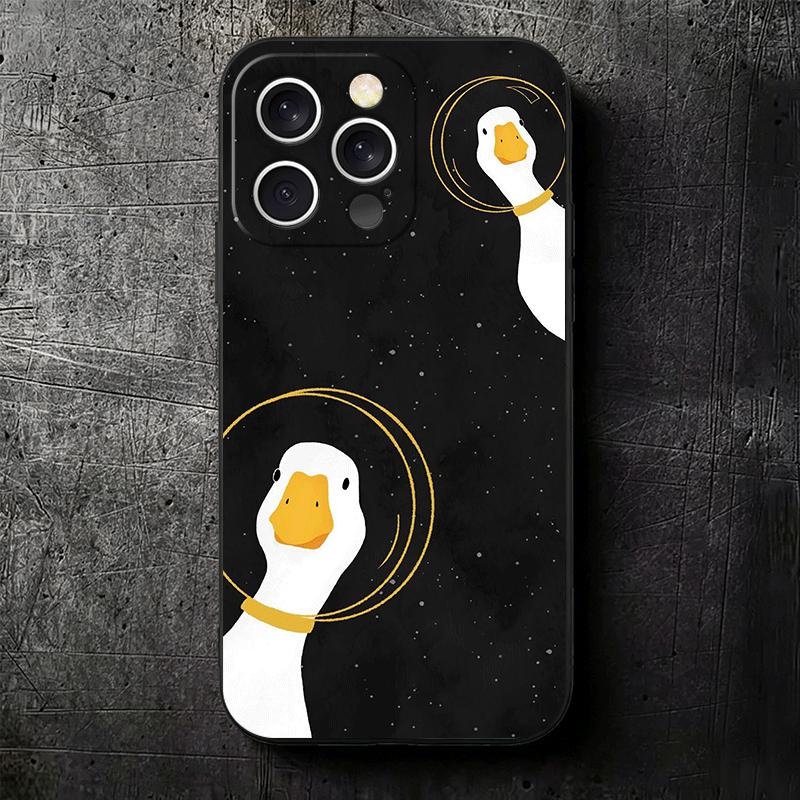 Funny Cartoon Goose Game Soft Phone Case for iPhone 16 16E 17 Air 15 Pro Max 14 Plus 13 Mini 11 12 7 Black Cover Back Shell