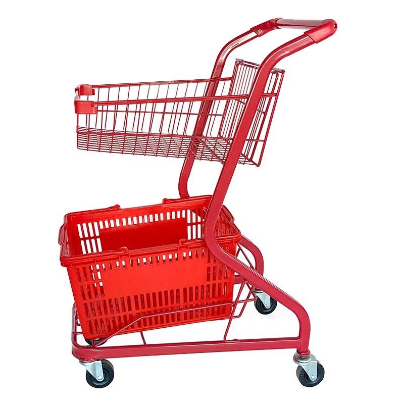 

Двухъярусная металлическая тележка для покупок Muxintai