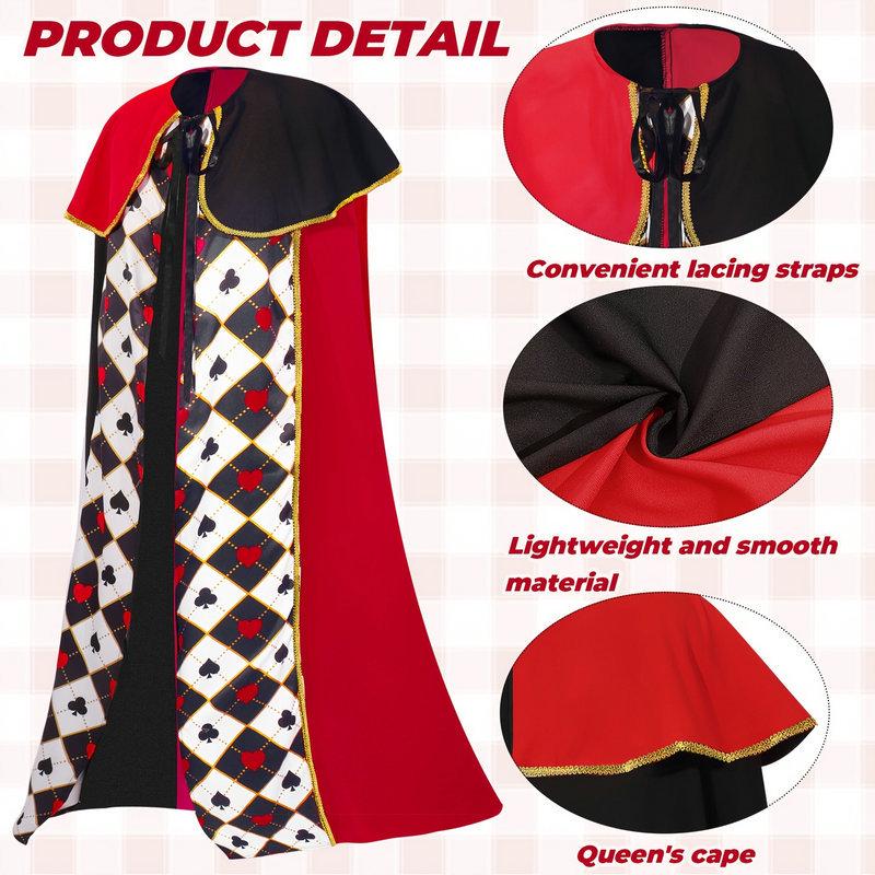 

European & American Queen of Hearts Alice Cosplay Costume - Halloween & Carnival Role-play One Size, 126 cm Length
