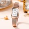 Retro Rectangular Small Dial Fashion Wind Stainless Steel Mesh Belt Temperament Small Waterproof Quartz Watch