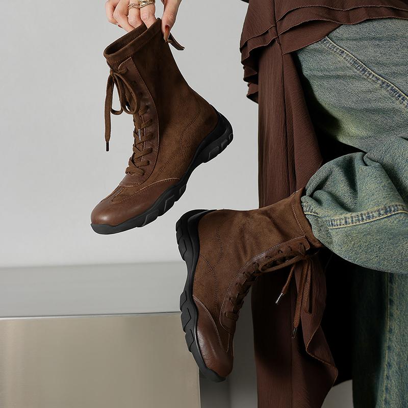 Fashion 2025 New Autumn Women Boots Round Toe Chunky Heel Shoes Women Shoes Ankle Boots Chelsea Motorcycle Boots Retro Shoes