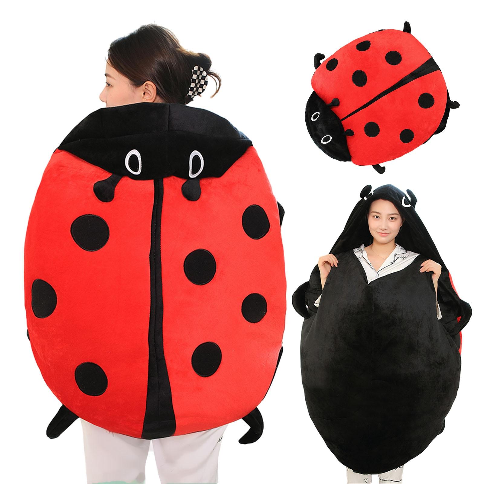 

Wearable Ladybug Pillow Giant Plush Removable Oversized Hoodie Cute Warm Sleeping Pillow for Kids Adults Stress Relief Huggin 100cm