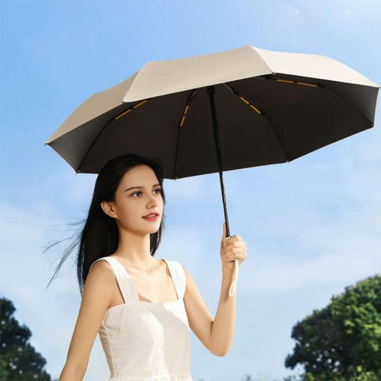 Automatic Folding Umbrella Sun Blocking UV Protection Tri-fold Umbrella Waterproof Windproof Portable Men Women Sun Rain Umbrella