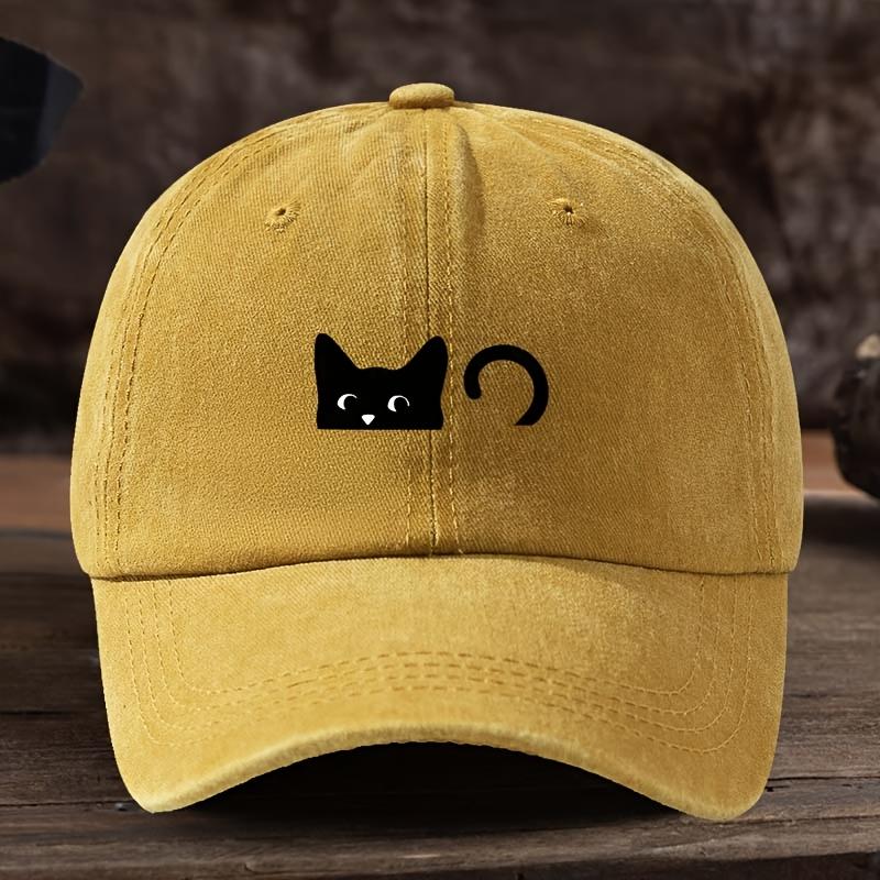 Unisex Black Cat Print Baseball Cap, Fashionable Duckbill Cap, Daily Casual Outdoor Sports