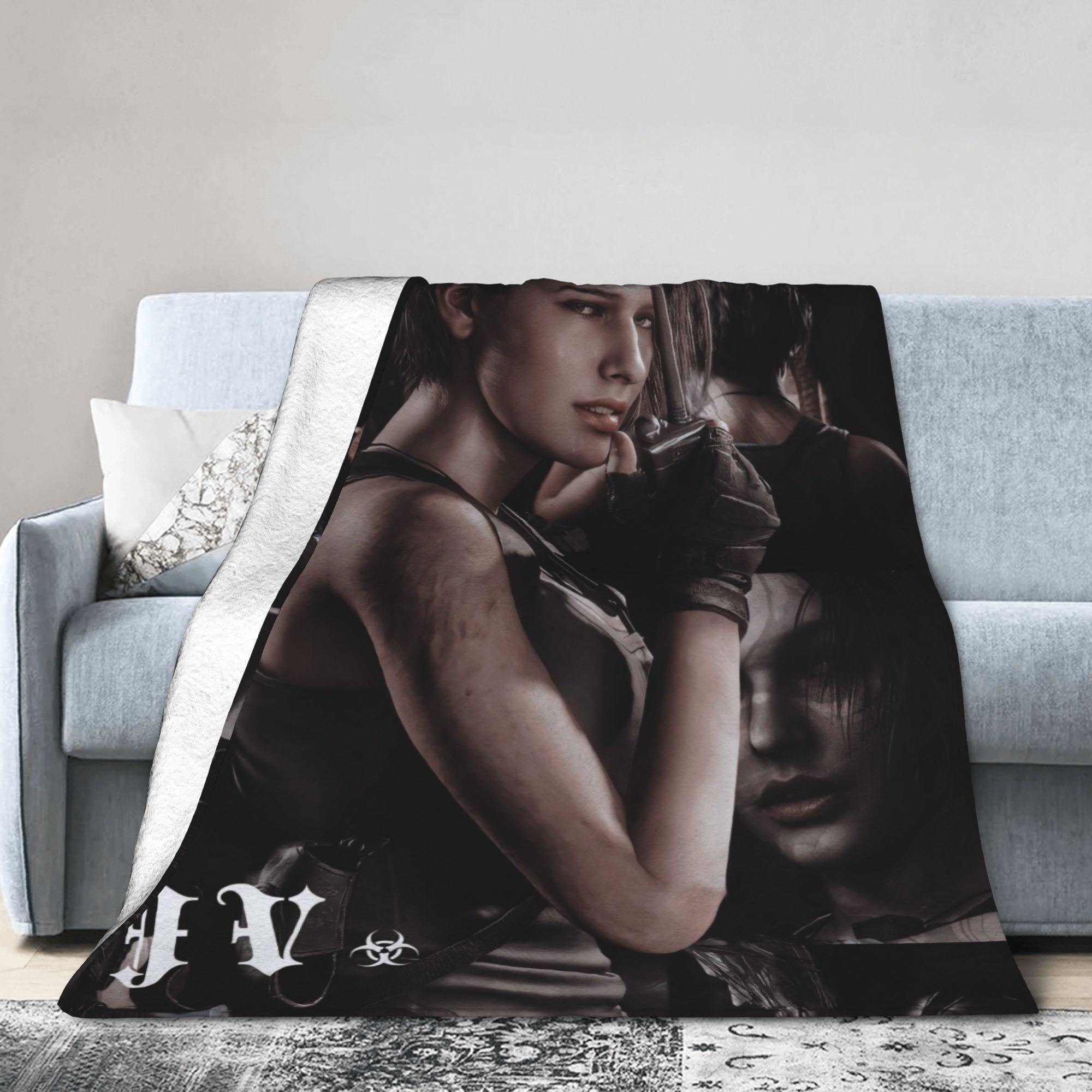 Residents Evils Jill Valentine Plush Blanket Girls Boys Flannel Throw Blanket For Living Room Super Warm Custom DIY Bedspread Size: 75*100cm, Weight: 230 GSM