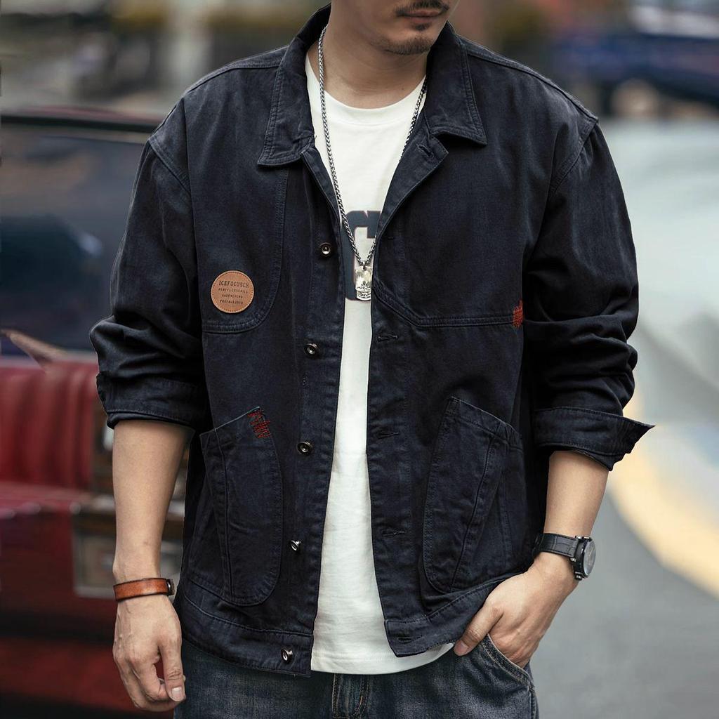 Men's Camouflage Denim Flight Jacket - Loose Korean Style for Spring & Autumn Casual Wear