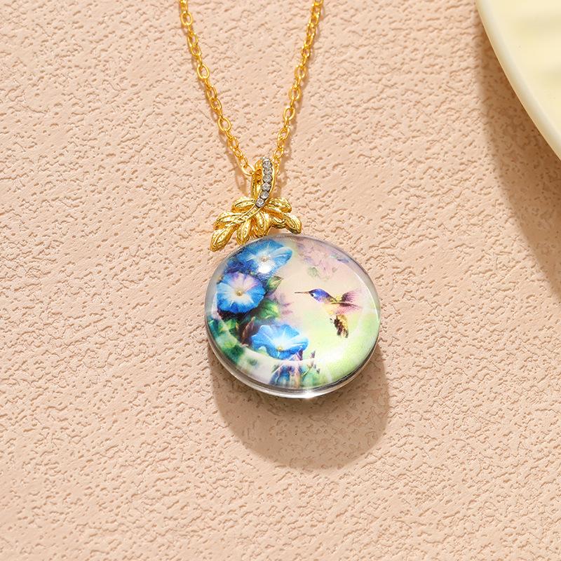 New Elegant Fashion Double-sided Necklace Pendant Creative Flower Bird Diamond Versatile Women's Necklace
