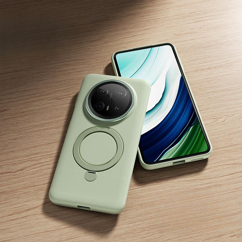 

Suitable for Huawei Mate70Pro Plain Leather Bracket Mobile Phone Case Magnetically Absorbed Mate60p High-end Matte Anti-fall Protection Case HUAWEI Mate60Pro зелёный