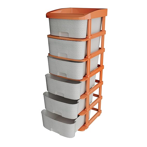 Plastic Modular Drawer Storage Chest Of Drawers Organizer Storage Box, Large Stomo Racks For Multipurpose Organizers | White | 4 Layer