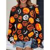 Womens Casual Hoodie With 3D Halloween Print Round Neck Lightweight Breathable Fabric