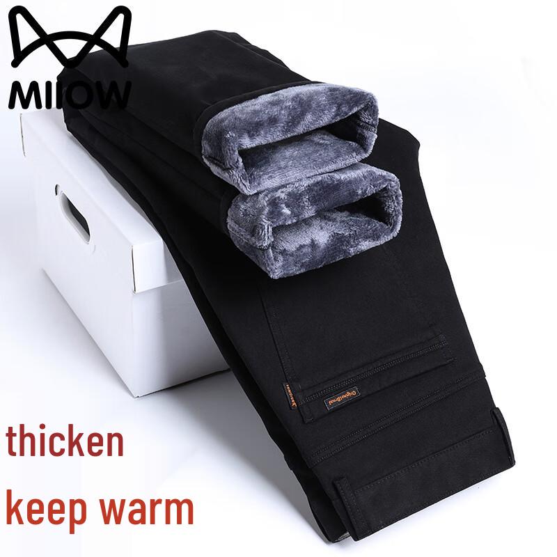 

Mao Ren Men s Fleece-Lined Straight-Leg Casual Pants 34