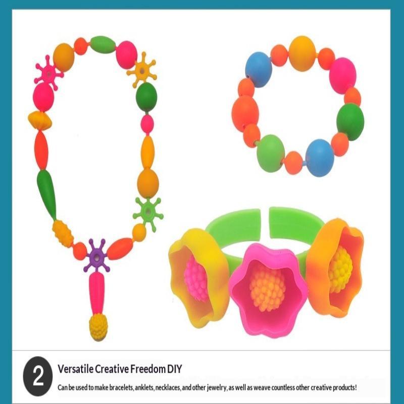 Children's DIY Bead Jewelry Making Kit Beginner Friendly Craft Set for Girls Make Necklace Bracelet Ring Art Craft Gift