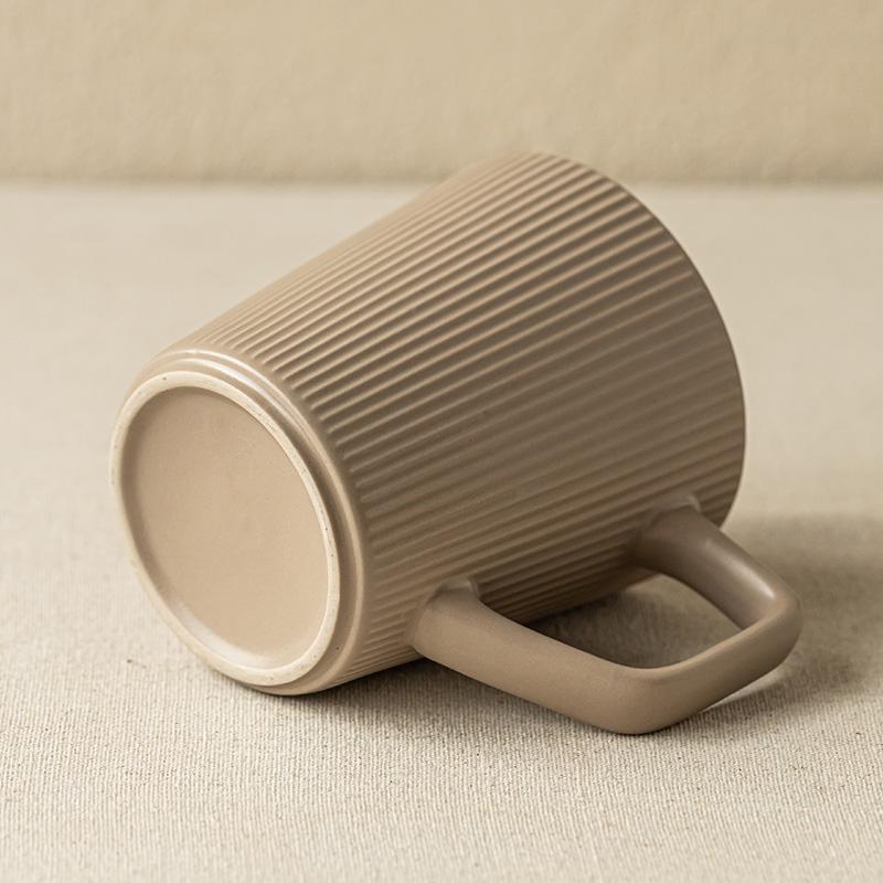 Simple Wind Vertical Pattern Ceramic Water Cup High Value Household High Value Mug Couple Pair Cup Office Use
