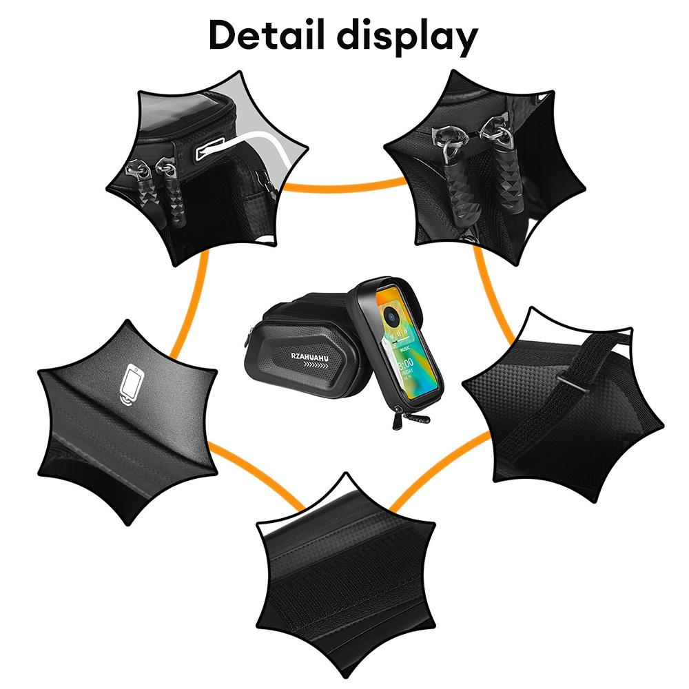 7 Inch Phone Bike Front Frame Bag Touch Screen Waterproof Hard Shell Bicycle Top Tube Storage Bags Organizer Cycling Accessories