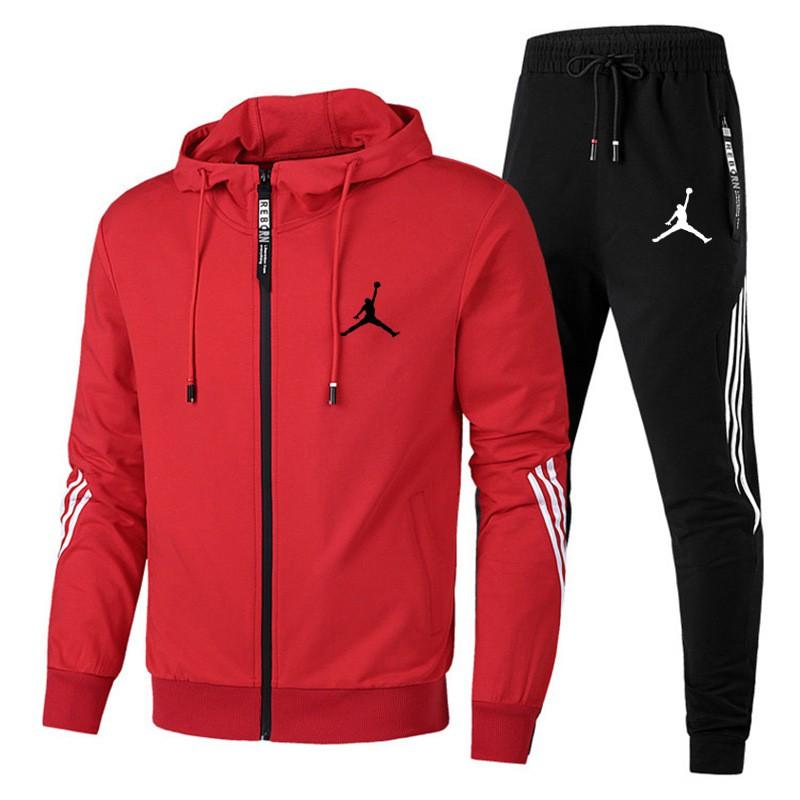 Mens Slim Fit Hooded Sweatshirt Jogger Pants Set Casual Sportswear Outfit