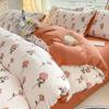 Super Soft Quilt Cover Four-piece Dormitory Bed Sheet Three-piece Washed Cotton Double-layer Yarn