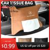 Car Sticker Car Tissue Box Sun Visor Seat Back Hanging Bag Accessories For Mercedes Benz AMG Class W205 W203 GLC GLK W206 W220 A