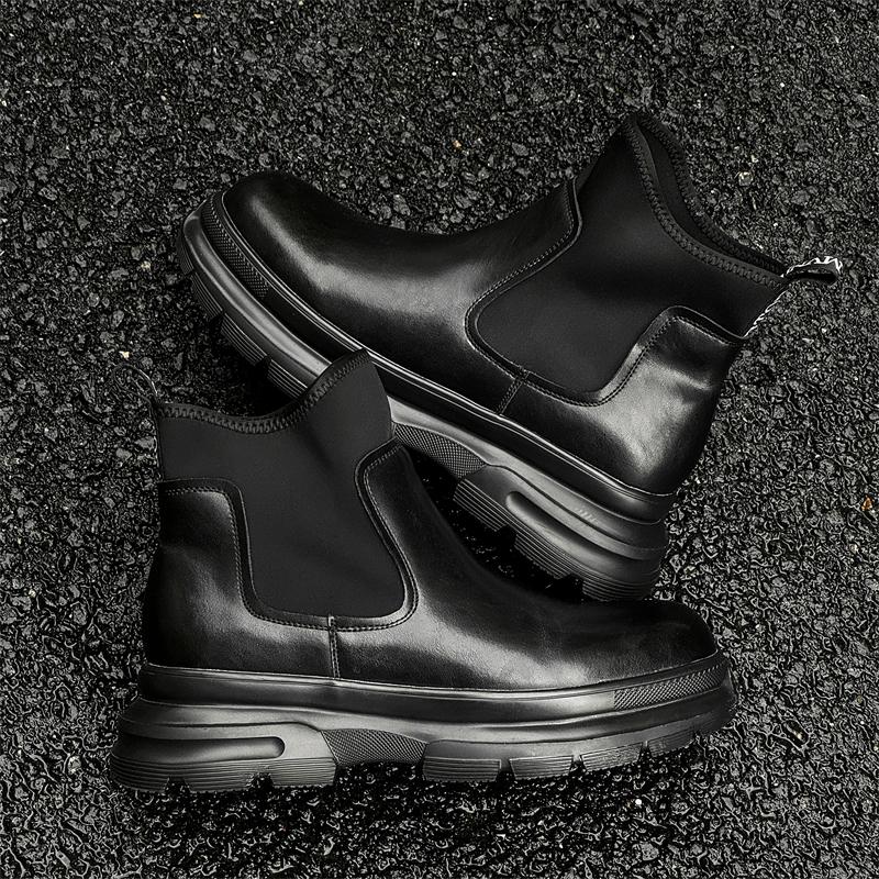 Leather Ankle Boots For Man Genuine Leather Big Size Boots High Quality Designer Casual Formal Outdoor Boots Platform