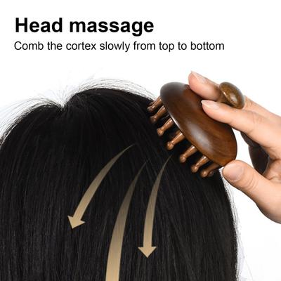 Sandalwood Scalp Massage Comb with Ergonomic Handle Round Head Teeth Anti-static Hair Growth Men Women Wooden Head Massager Brush