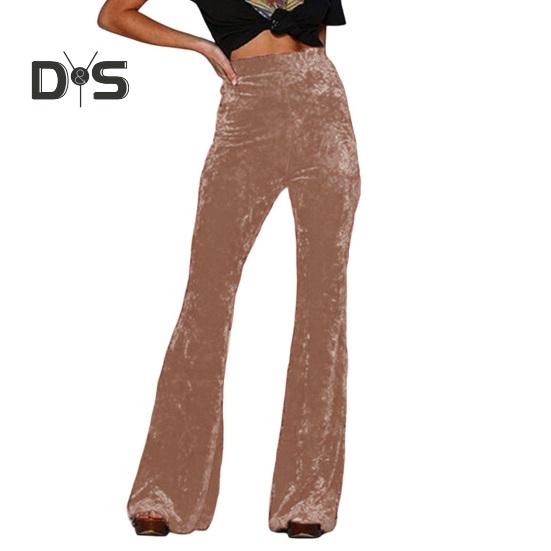 

Женские расклешенные брюки, эластичные, с высокой талией, однотонные, широкие брюки, приподнятые до бедер, бархатные, рабочие брюки для отдыха, повседневная одежда XL