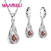 Water Drop Crystal Necklace Earring Set For Women 925 Silver Engagement Wedding Jewelry Set For Valentines Day Gift