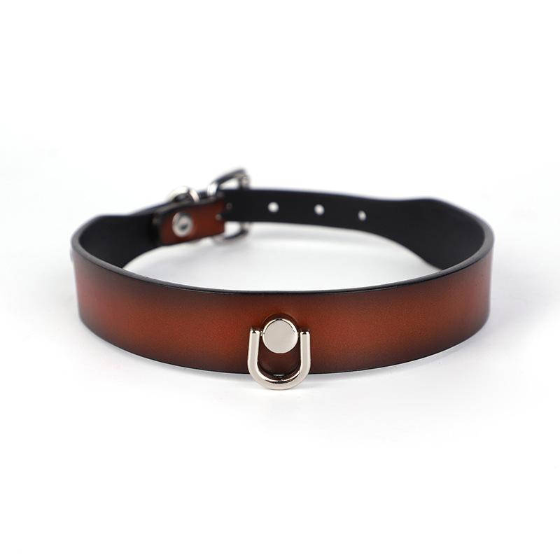 Collar Genuine Leather Series Slave Bed Neck Restraint Belt Strap for Couple Bondage Erotic Fun Sex Toy for Adult Female