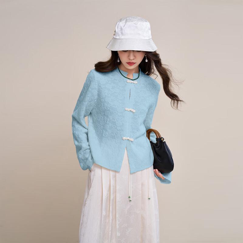 Mocana Women's Chinese Style Disc Button Lambswool Long Sleeve Sweater