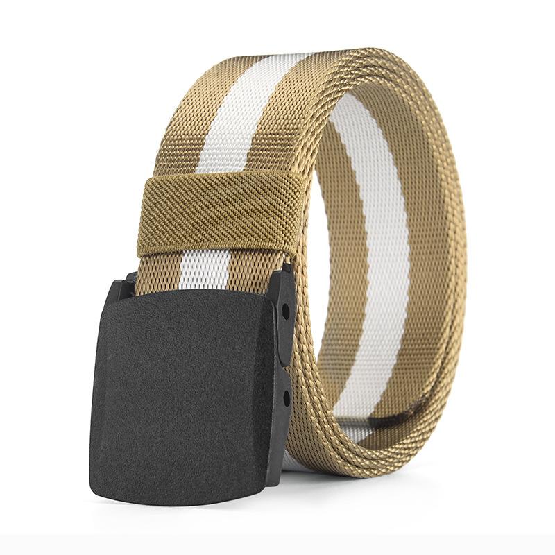 Canvas Belt Men'S Belt Women'S Metal Free Security Check Military Training Automatic Buckle Casual Jeans Outdoor