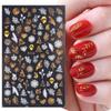 1 Pc 3D Snowflakes Leaf Geometry Lines Letter for Manicure Sliders Holographic Laser Gold White Christmas Nail Sticker