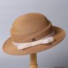 New French gentle fine-woven top hat spring and summer travel sun protection sun hat light luxury bow sun hat