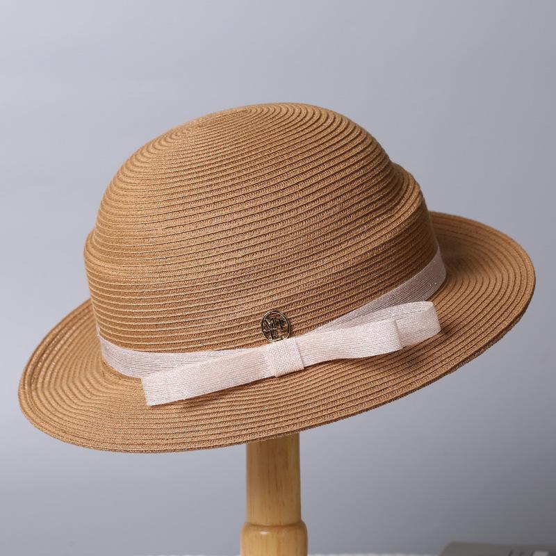 New French gentle fine-woven top hat spring and summer travel sun protection sun hat light luxury bow sun hat