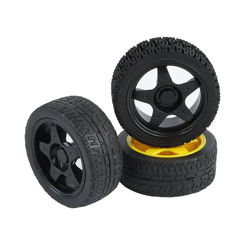 65mm Rubber Tire Smart Car Racing Wheel with TT Motor