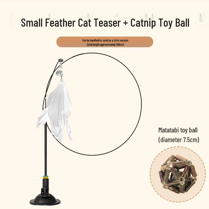Self-Entertainment Cat Teaser Wand with Suction Cup - Stress Relief Toy for Kittens