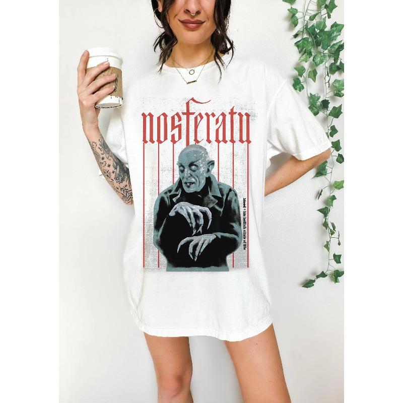 Nosferatu Pattern Tshirt for Womens Summer New Item Suitable for Both Unisex and Women Casual Tshirt
