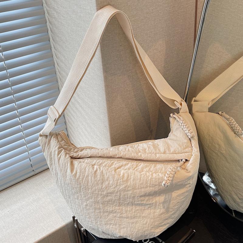 Fashion cloth bag female student class satchel foreign style cloth messenger bag large capacity shoulder bag Japanese outing dumpling bag