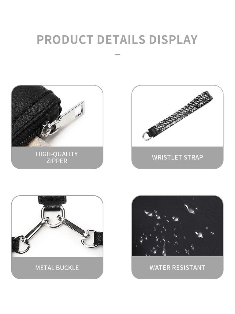 MIYIN Fashion Mini Zipper WristletWallet Women Double Pocket Wristlet Portable KeychainWallet Coin Purse Detachable Small Wallet