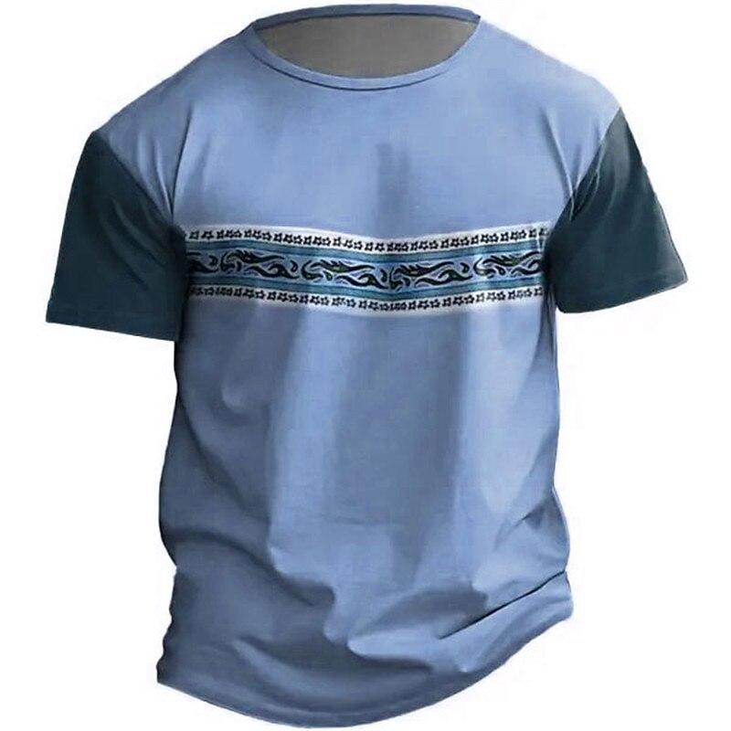 Vintage tričko pro muže pruhované tričko s 3D potiskem Patchwork svetr léto rychleschnoucí pánské oblečení Vintage jednoduchá oversized trička