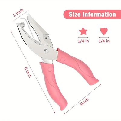 1/2Pcs Handheld Hole Paper Punch Heart/Star/Circle Hole 1/4 Inch Metal Single Hole with Soft-Handled for Tags Clothing Ticket