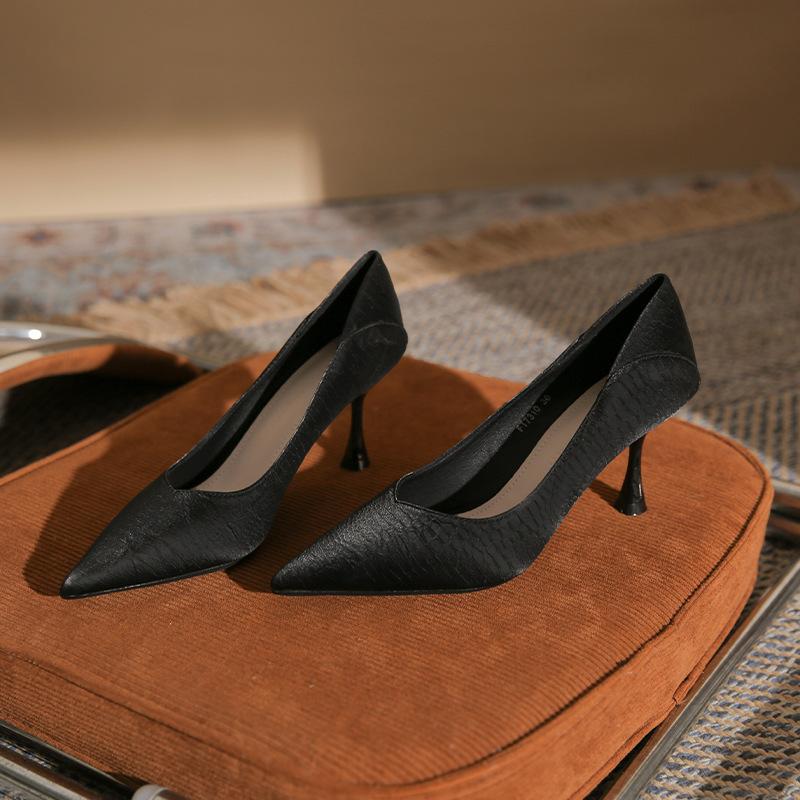 Temperament pointed thin heels versatile women's high heels new simple black shoes classic not tired feet women
