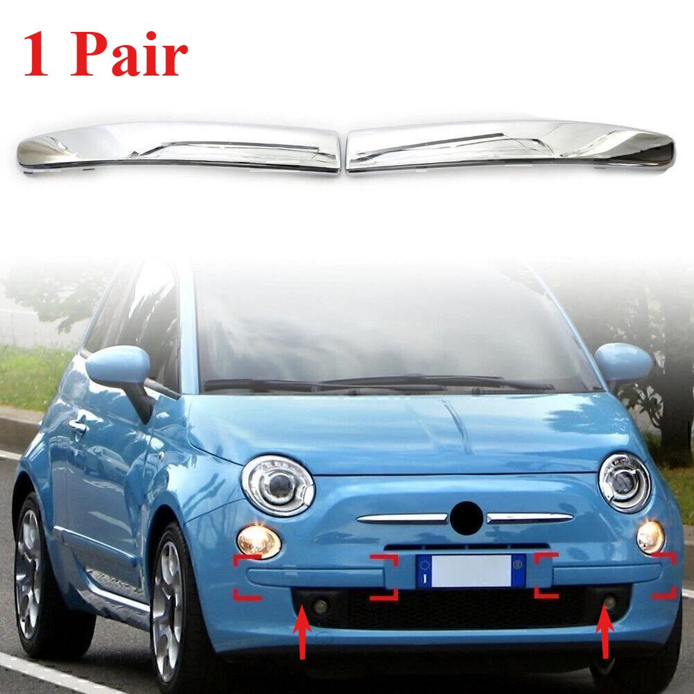 735455041 735455042 Paar Auto Frontstoßstange Obere Zierleiste Chrom Carbon Zierleiste Für FIAT 500 2008‑2015 Frontstoßstange Unterer Kühlergrill Zierleiste